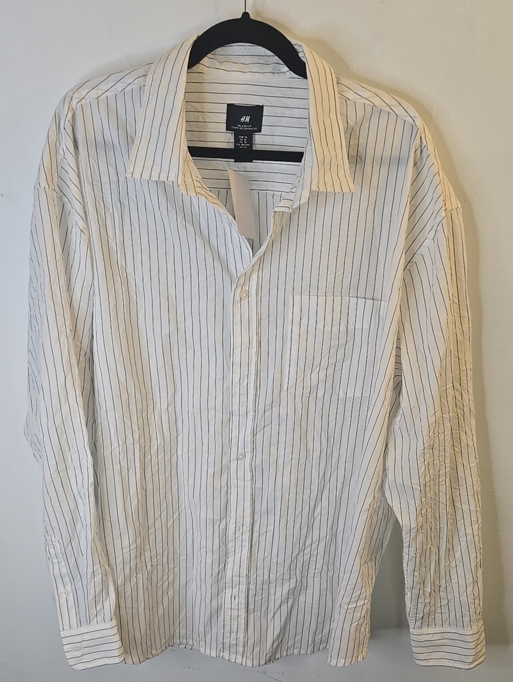 H&M White Striped Long-Sleeve Shirt